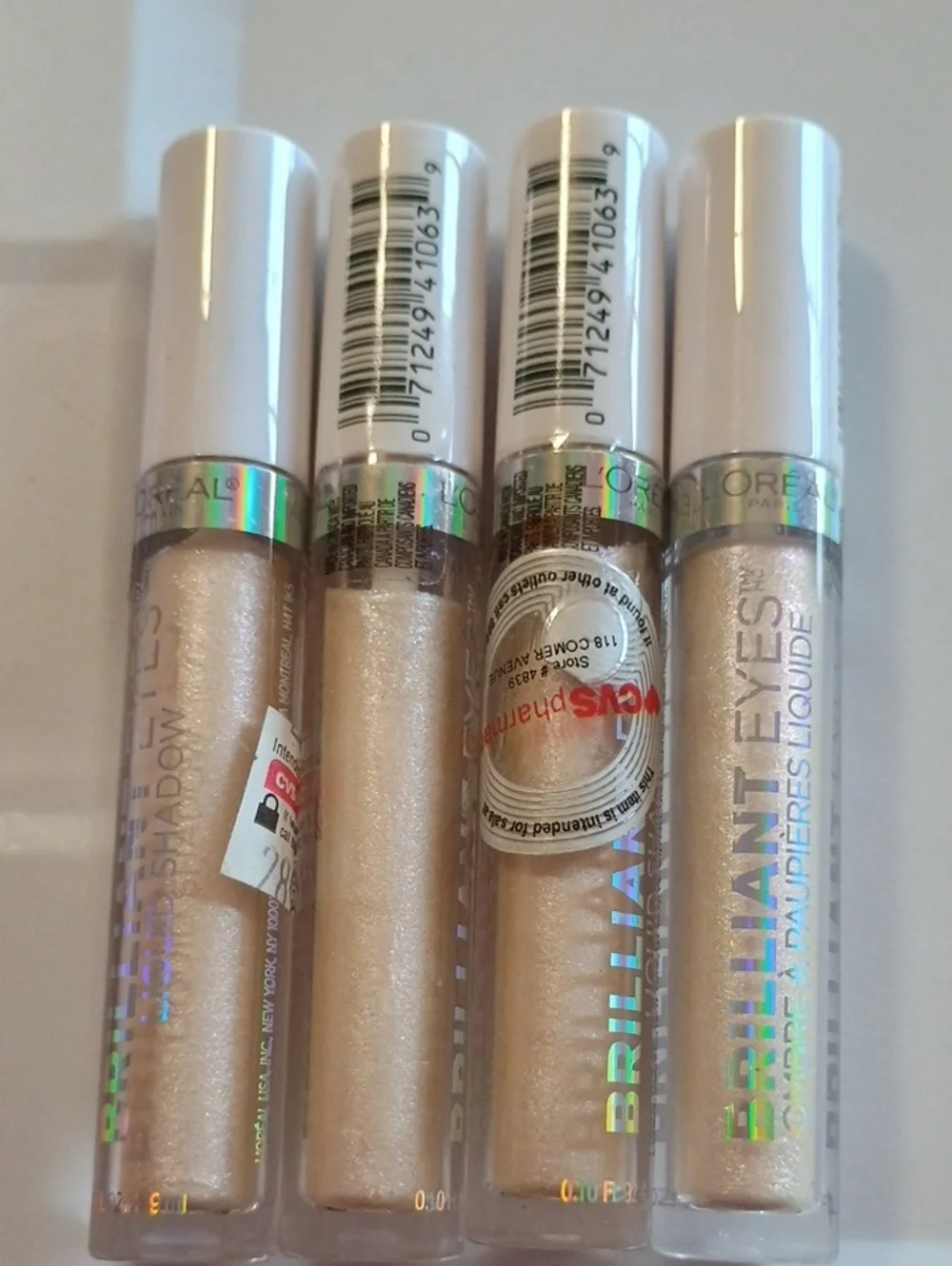 4 x L'Oreal Brilliant Eyes Shimmer Liquid Eye Shadow, 410 String of Pearls